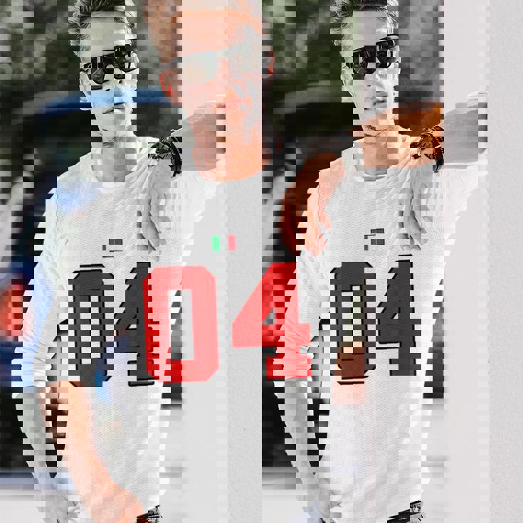 カレッジ 04 ナンバー スタイル ヴィンテージ イタリア国旗 長袖Tシャツ 彼への贈り物