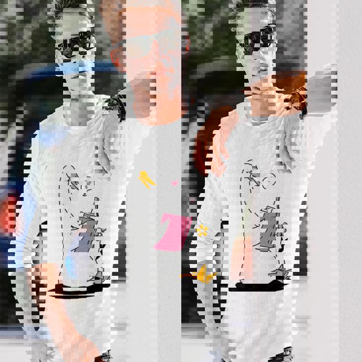 ガチョウ 読書本 ジョーク 面白い アヒル 愚かなしゃれ 読者 ユーモア 長袖Tシャツ 彼への贈り物