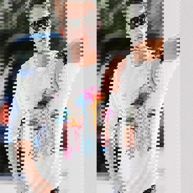 クラゲ 幾何学 動物 カラフル 抽象 アート クラゲ 長袖Tシャツ 彼への贈り物