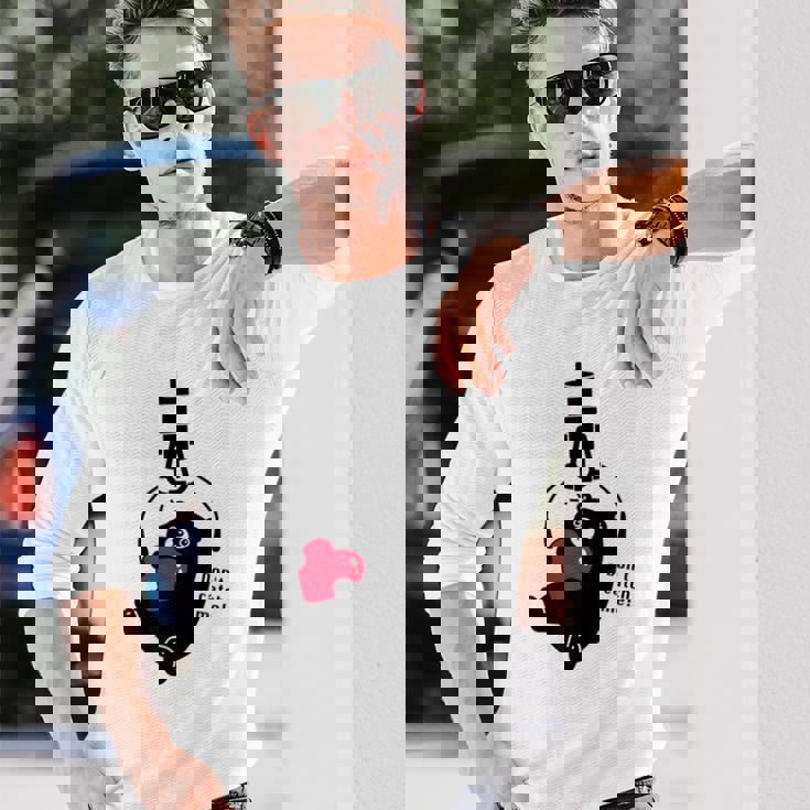 クレーンゲーム アーム Ufoキャッチャー 熊 ぬいぐるみ シルエット イラスト おもしろ Don't Catch Me 長袖Tシャツ 彼への贈り物