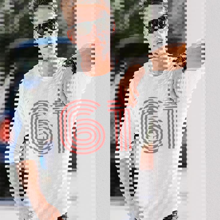 クールレトロライティングジャージ、背番号61 1961 長袖Tシャツ 彼への贈り物