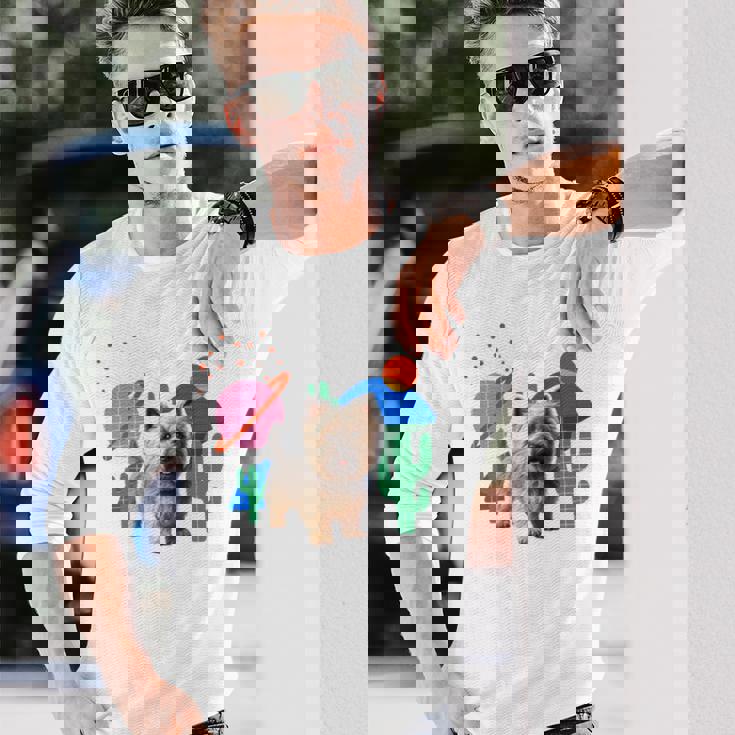 ケアンテリア デザートデザイン犬 長袖tシャツ 長袖Tシャツ 彼への贈り物