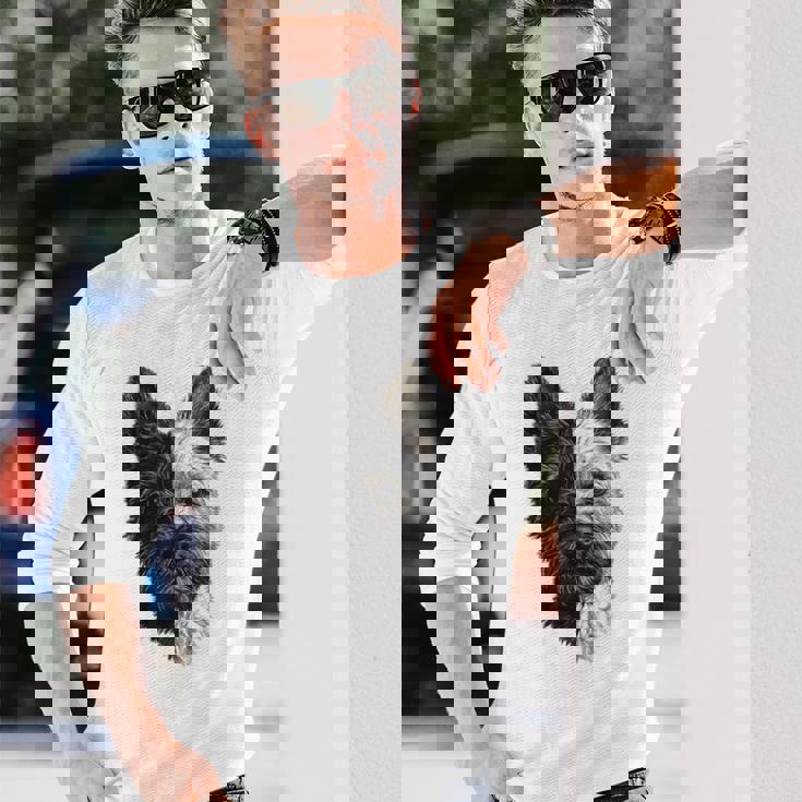 ケアンテリア 犬 モチーフ ペット 作品 ケアンテリア 長袖Tシャツ 彼への贈り物