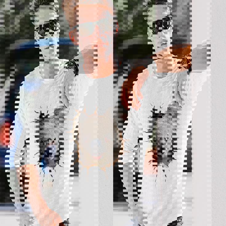 コアラ アニマル柄 動物園 ポートレート イラスト かわいい コアラ 長袖Tシャツ 彼への贈り物