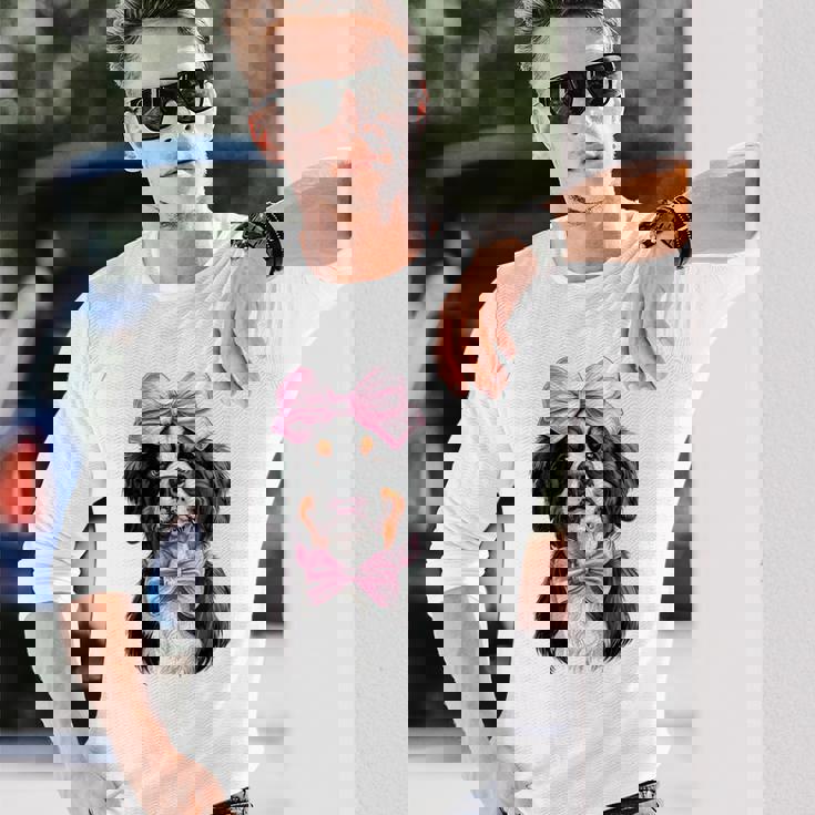 コケットボウ バーニーズマウンテンドッグ ママピンクリボンガール 長袖Tシャツ 彼への贈り物