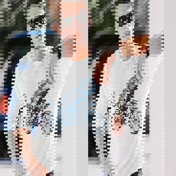 サイクリングトカゲ、爬虫類、爬虫類学、フトアゴヒゲトカゲ 長袖Tシャツ 彼への贈り物