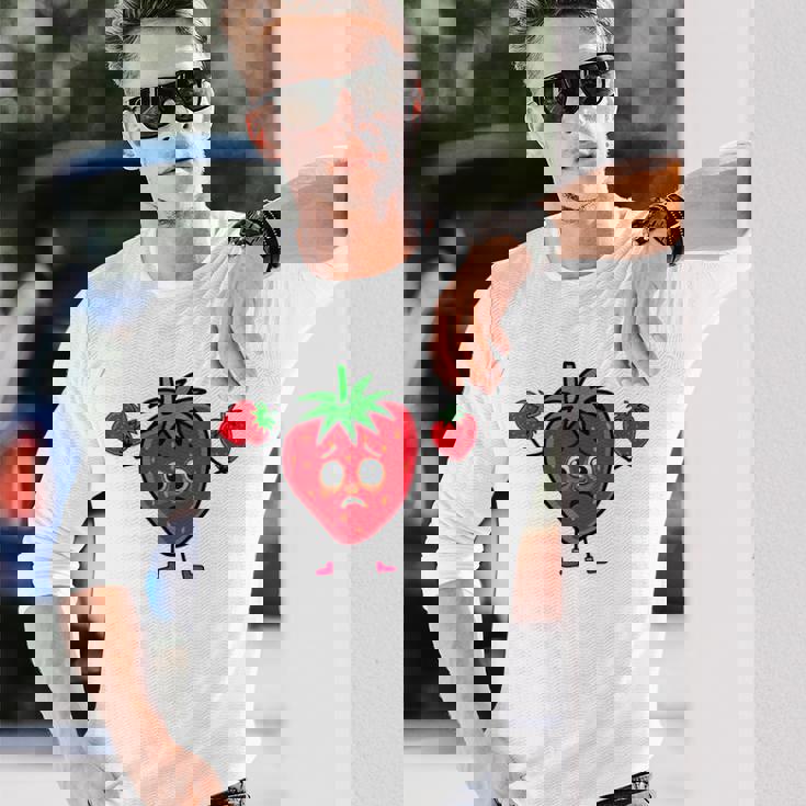 サマータイム いちご いちご 果実 果実 ガーデン 長袖Tシャツ 彼への贈り物