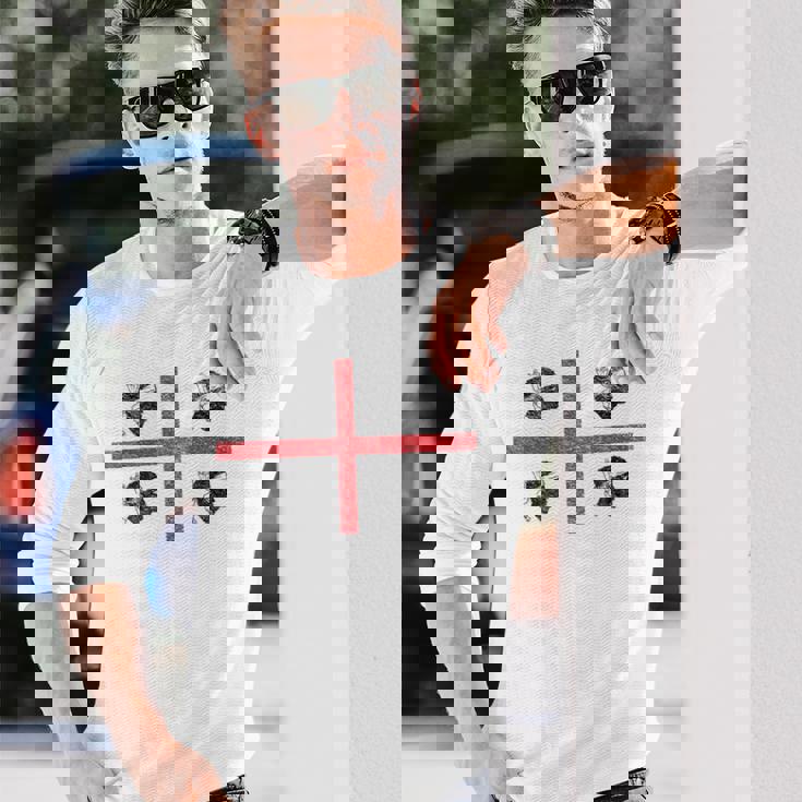 サルデーニャ国旗 イタリア 4 ムーア人 長袖Tシャツ 彼への贈り物