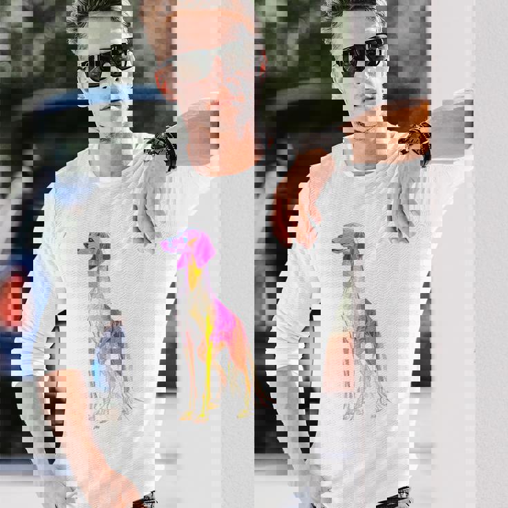 サルーキ 犬 モチーフ ペット 作品 サルーキ 長袖Tシャツ 彼への贈り物