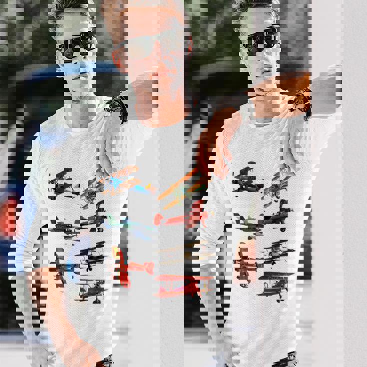 シングルエンジンプロペラ飛行機 長袖Tシャツ 彼への贈り物