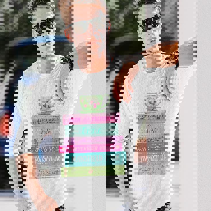 ジェーン・オースティン 本 スタック ティー 文学 文学 長袖Tシャツ 彼への贈り物