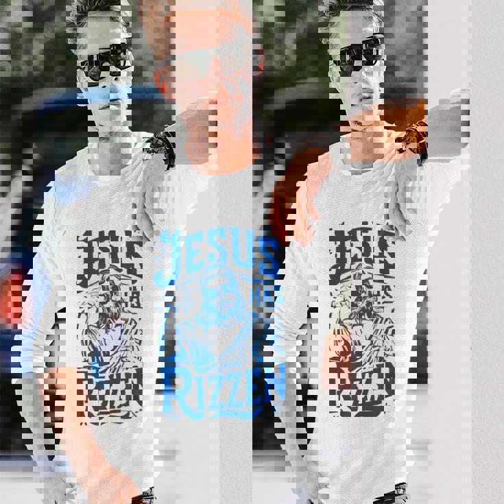 ジーザス・ハズ・リズン・ファニー・ジーザス・ミームリズ・ヤング・クリスチャン 長袖Tシャツ 彼への贈り物