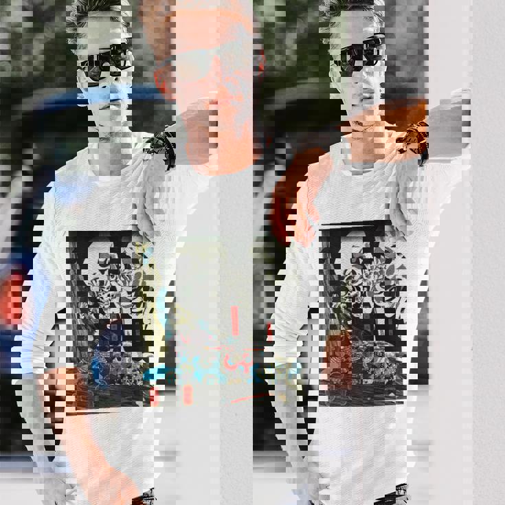 スケルトン 妖怪 歌川 国芳 日本美術 ハロウィン 相馬の古内裏 善知安方忠義伝 バックプリント 長袖Tシャツ 彼への贈り物