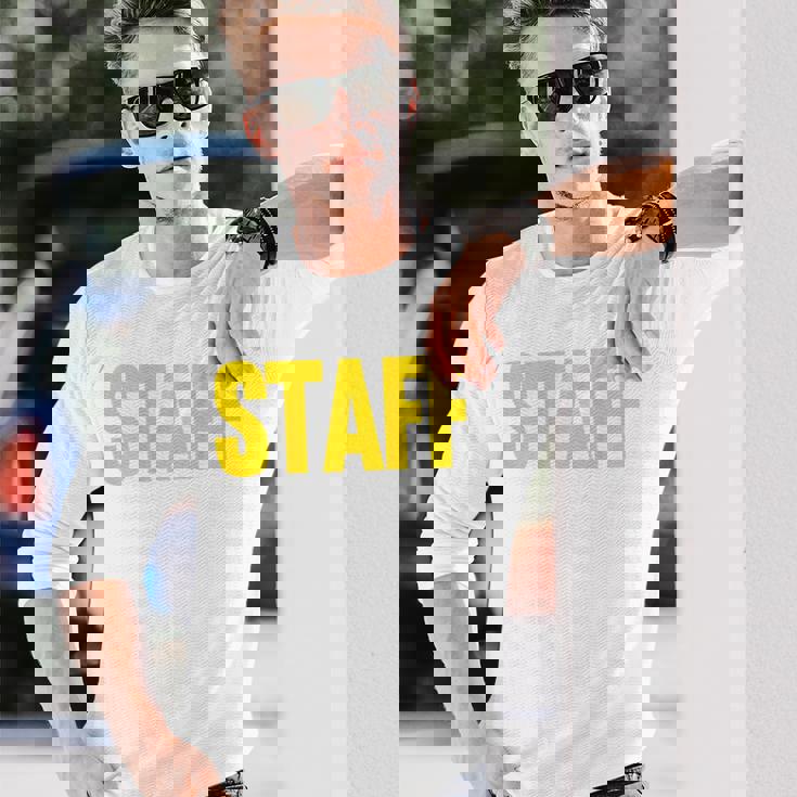 スタッフ イベント コスチューム クルー 音楽祭 バックプリント ワーカー 長袖Tシャツ 彼への贈り物