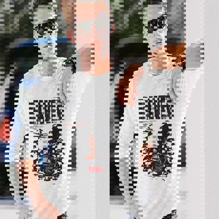 ストリートウェア ラーメン カワイイ オタク マンガ アニメ バックプリント モダン 長袖Tシャツ 彼への贈り物