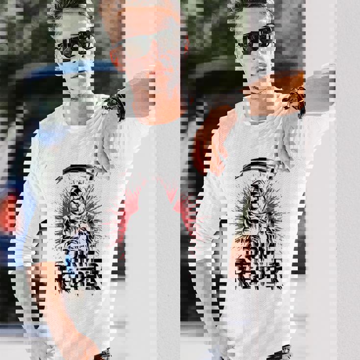 スプラッシュアート 死神 ハロウィン 長袖Tシャツ 彼への贈り物