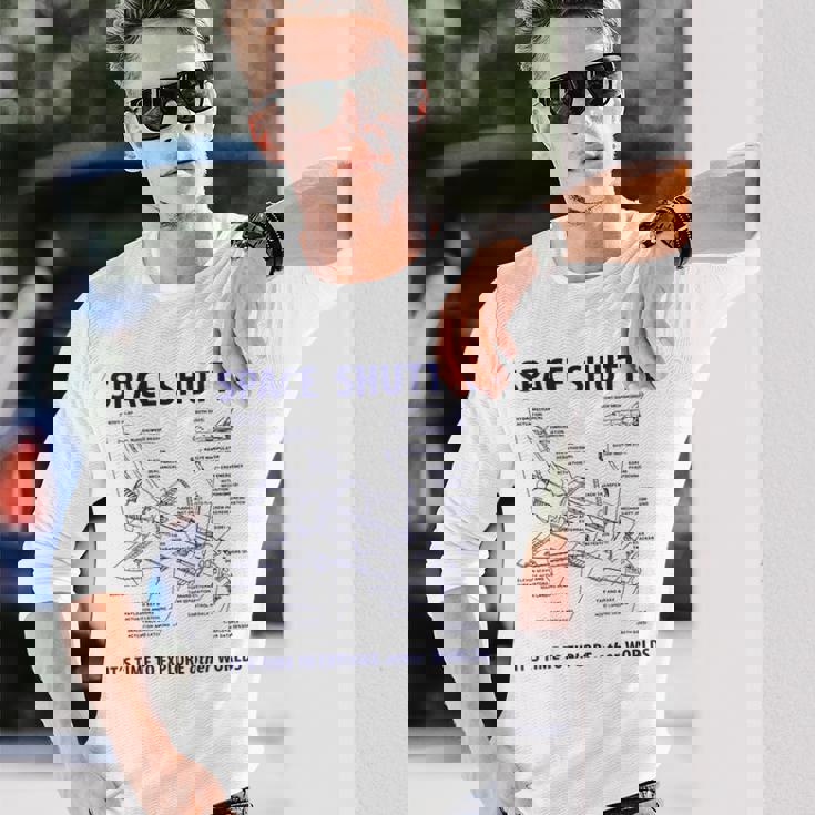 スペースシャトル レトロレイアウト ロケット科学者&宇宙飛行士用 長袖Tシャツ 彼への贈り物