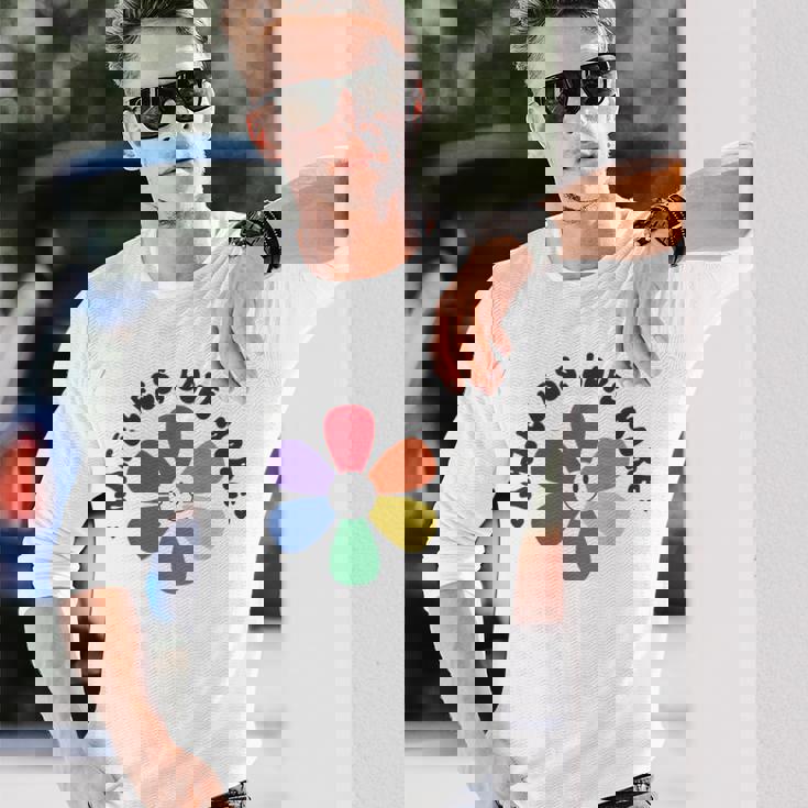 スマイル レインボー ハッピーフェイス 花 Lgbt ゲイ レズビアン プライド 月 長袖Tシャツ 彼への贈り物