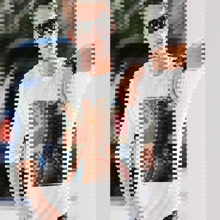 セクシーガールグラフィックtシャツ 「ホットピンナップガール&イギリスの旗」 長袖tシャツ 長袖Tシャツ 彼への贈り物