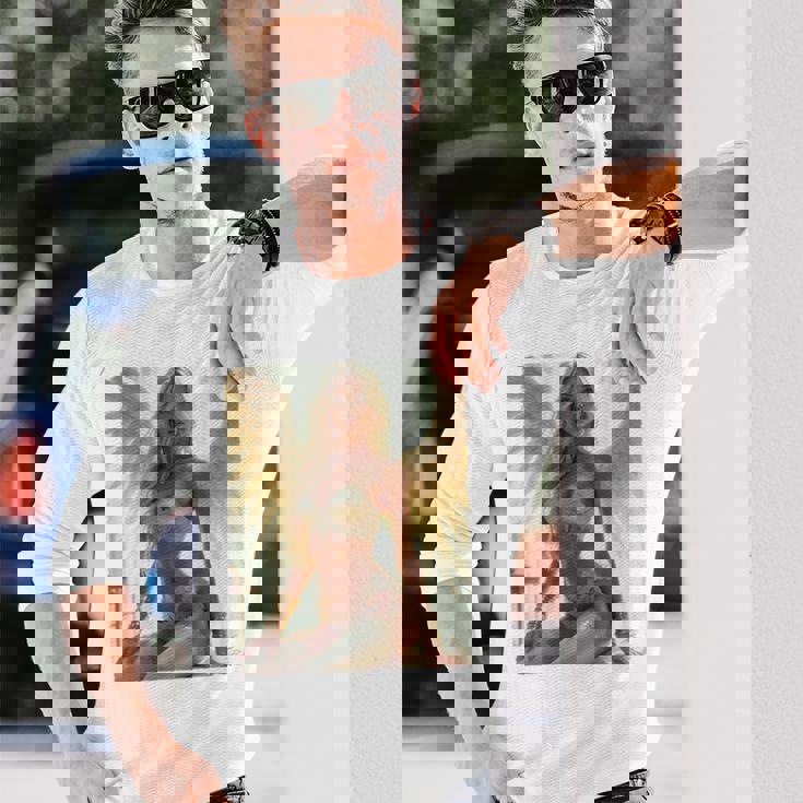 セクシーガールグラフィックtシャツ セクシーシッティングエンジェルピンナップバックプリント 長袖Tシャツ 彼への贈り物