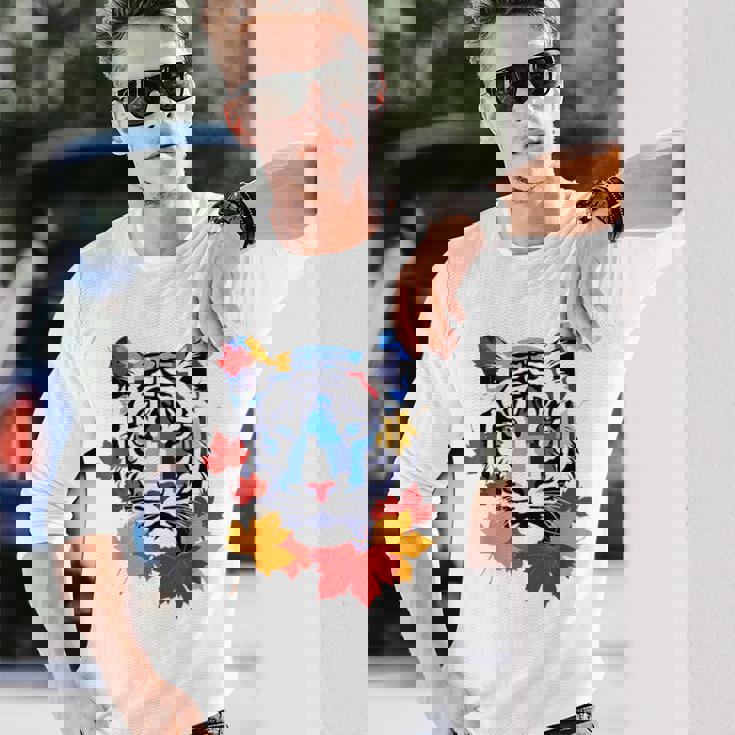 タイガー 動物 自然 動物園 抽象芸術 顔 虎 長袖Tシャツ 彼への贈り物