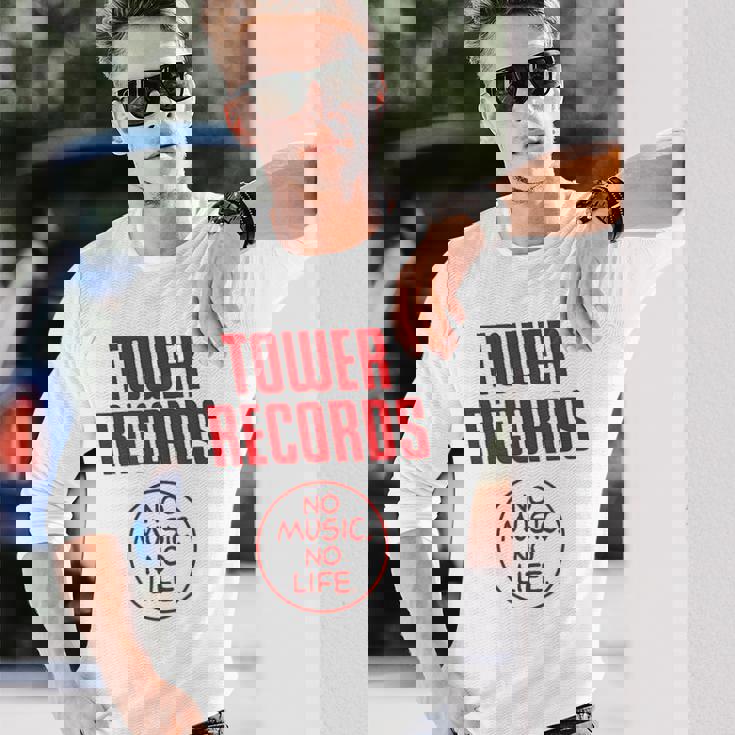 タワーレコード 音楽 レトロ ヴィンテージ 生活 長袖Tシャツ 彼への贈り物