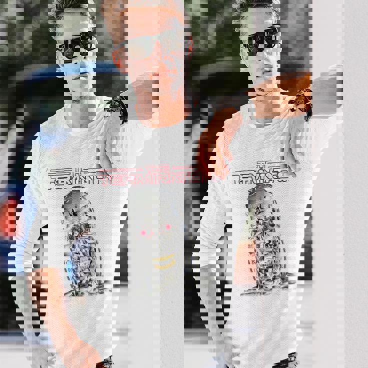 ターミネーターt-800ヘッドレトロサイボーグゲーマークラシックsf。 長袖Tシャツ 彼への贈り物