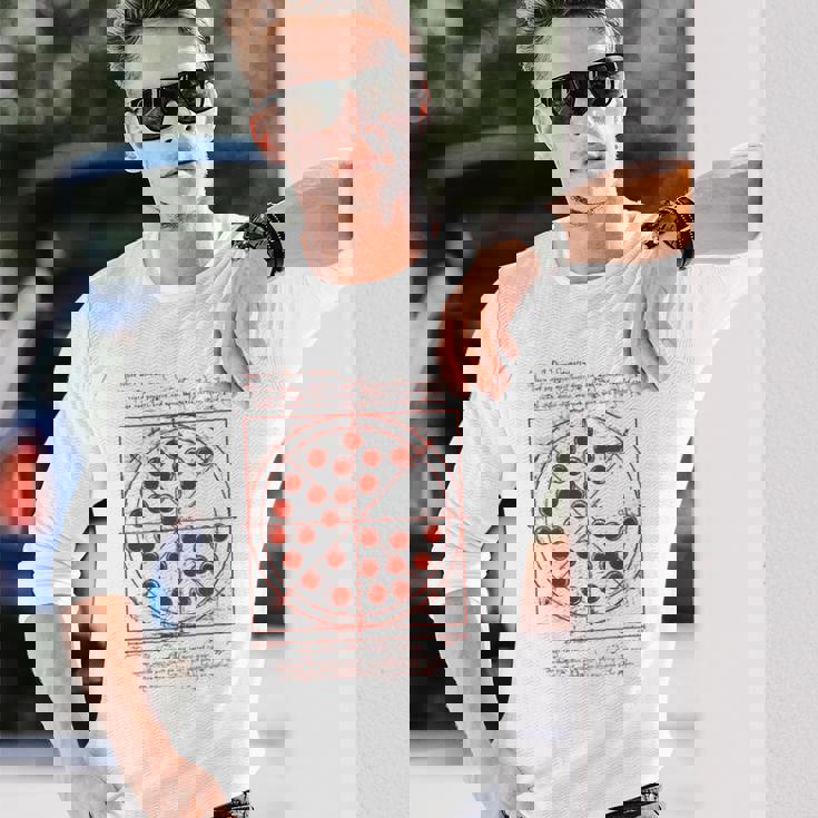 ダヴィンチ・ヴィトルヴィアンマン・ピザ 長袖Tシャツ 彼への贈り物