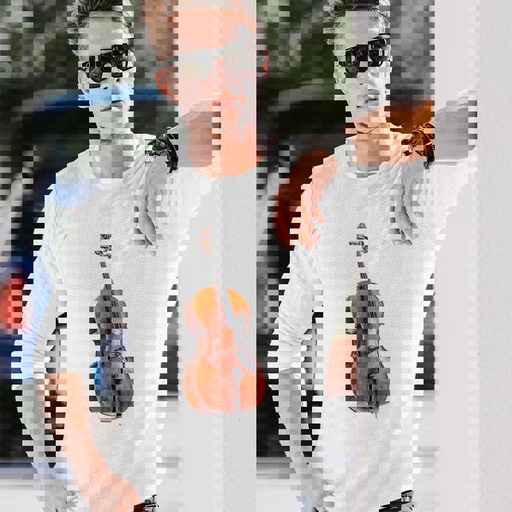 チェロ 楽器 モチーフ アート チェロ 長袖Tシャツ 彼への贈り物