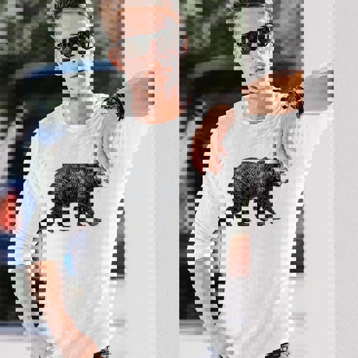 ツキノワグマ 動物愛好家 野生動物 自然 ハイキング ギフト 長袖Tシャツ 彼への贈り物