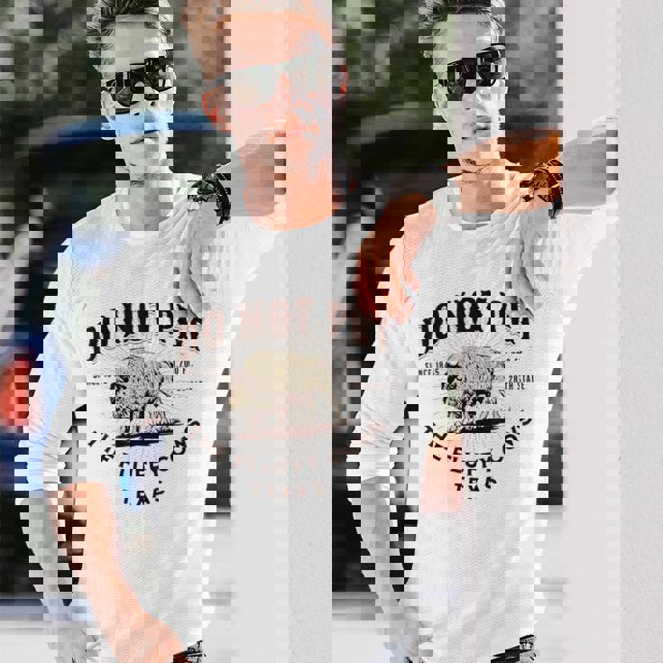 テキサス・ドント・ペット・ザ・フワッフィー・カウズ・ファニー・バイソン 長袖Tシャツ 彼への贈り物