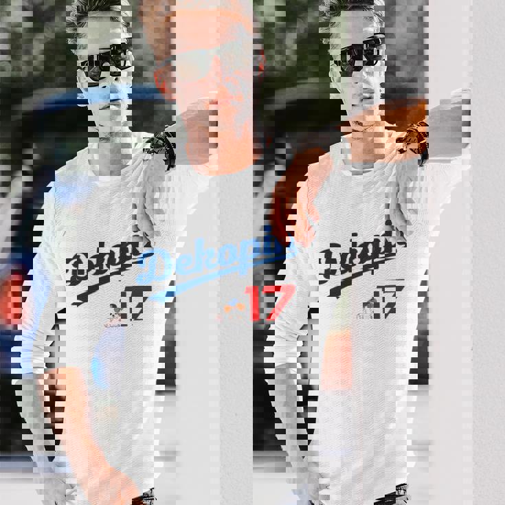 デコピン 大谷 Dekopin 愛犬 Decoy 二刀流 Decopin 野球 ユニホーム風 犬 かわいい 長袖tシャツ 長袖Tシャツ 彼への贈り物