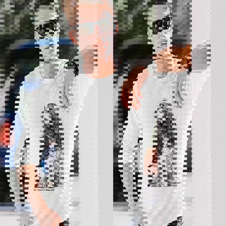 ドッグキャバリアキングチャールズ・スパニエル 長袖Tシャツ 彼への贈り物