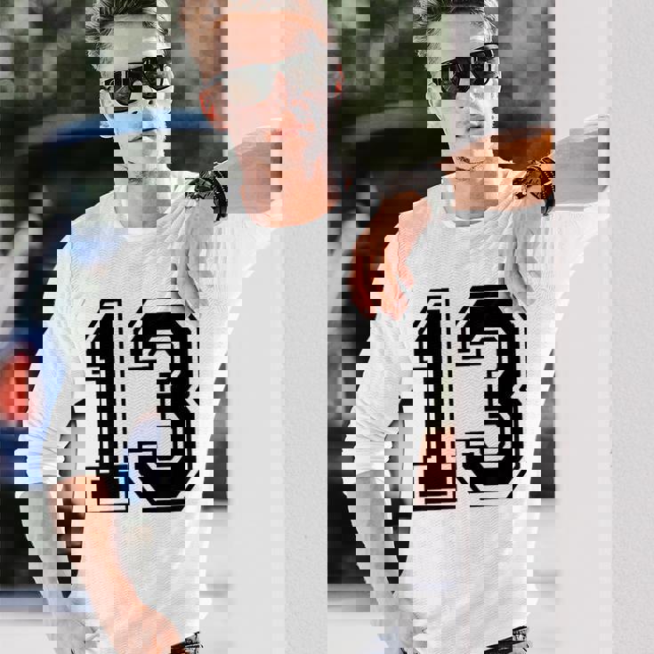 ナンバー13 カレッジスポーツチーム 黒文字 長袖Tシャツ 彼への贈り物