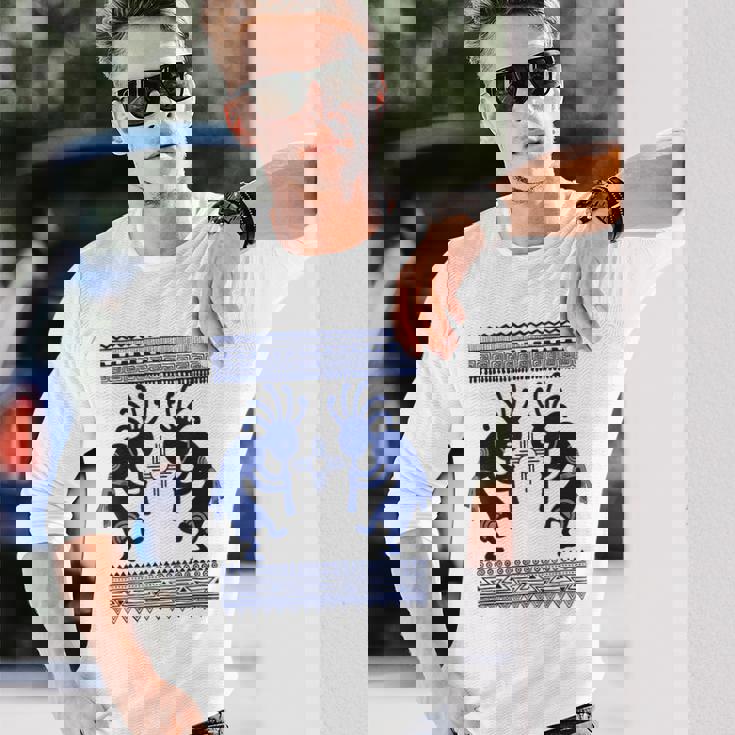 ネイティブアメリカン カルチャー ココペリ ミュージシャンボーダー 1 楽しい 長袖Tシャツ 彼への贈り物