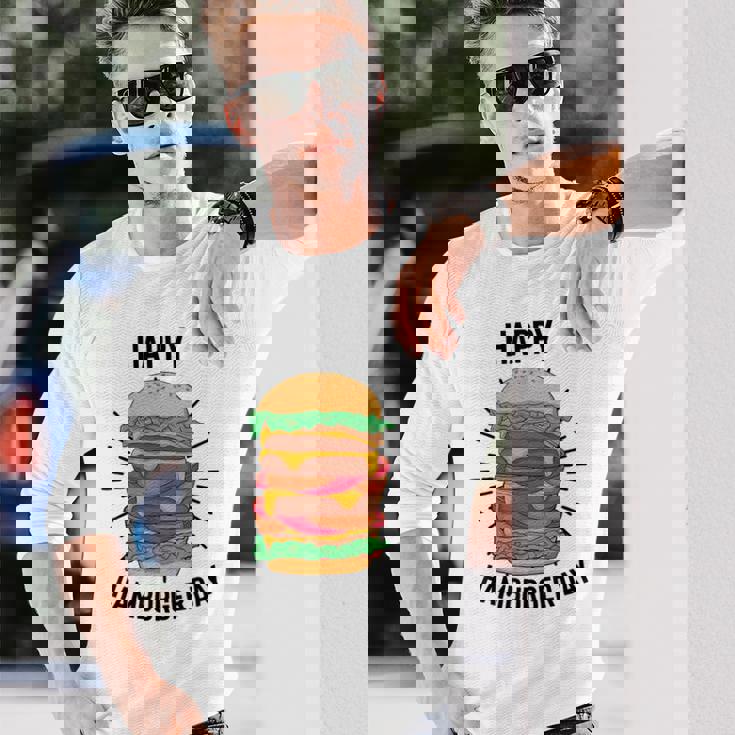 ノベルティ ハンバーガーデー フローズン加工 ミール愛好家 フライドポテト 長袖Tシャツ 彼への贈り物