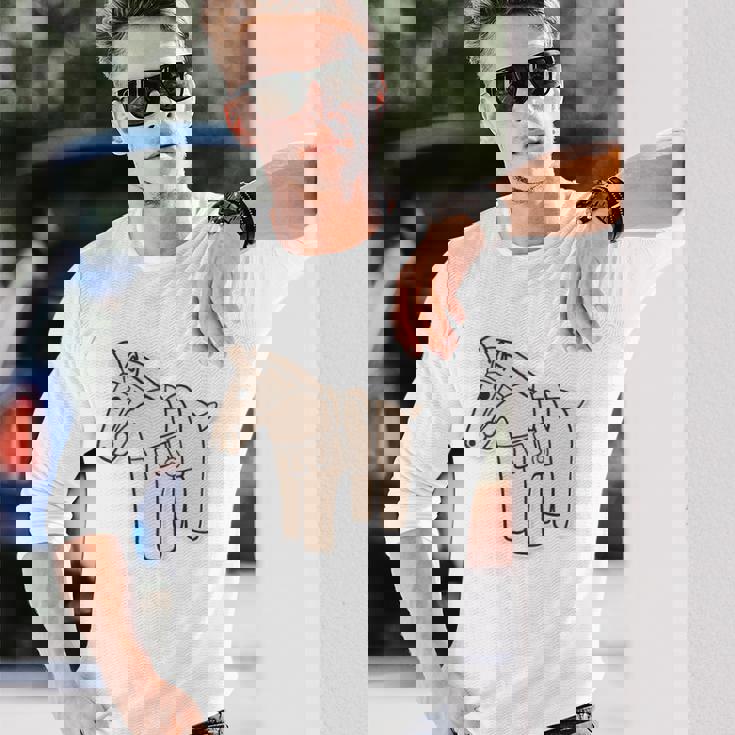 ハニワの馬 埴輪【ゆるフレンズ】歴史土器 シンプル かわいい イラスト 長袖tシャツ 長袖Tシャツ 彼への贈り物