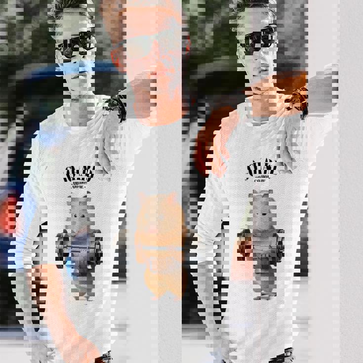 ハムスター ウェイトリフティング フィットネスジム 長袖Tシャツ 彼への贈り物