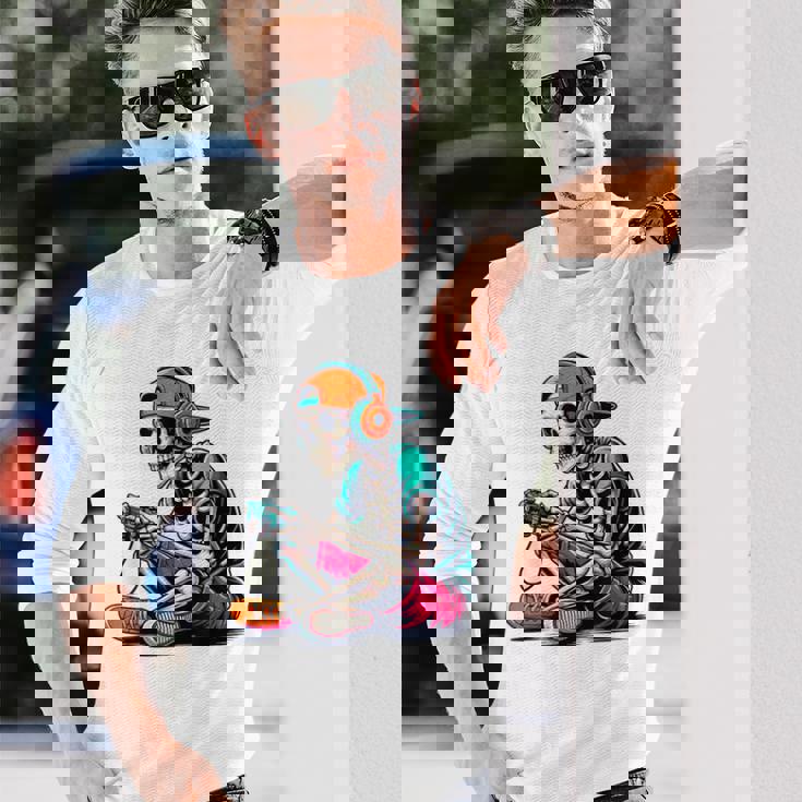 ハロウィン スケルトン ゲーマー おもしろい スケルトン コスチューム ビデオゲーム 長袖Tシャツ 彼への贈り物