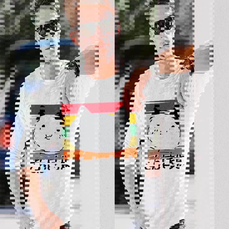 ハローキュートキャット レトロサンセット 長袖Tシャツ 彼への贈り物