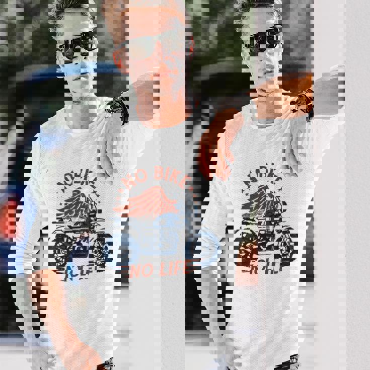 バイク 面白tシャツ No Bike No Life メンズ オートバイ モーターサイクル おもしろ ツーリング 服 長袖Tシャツ 彼への贈り物