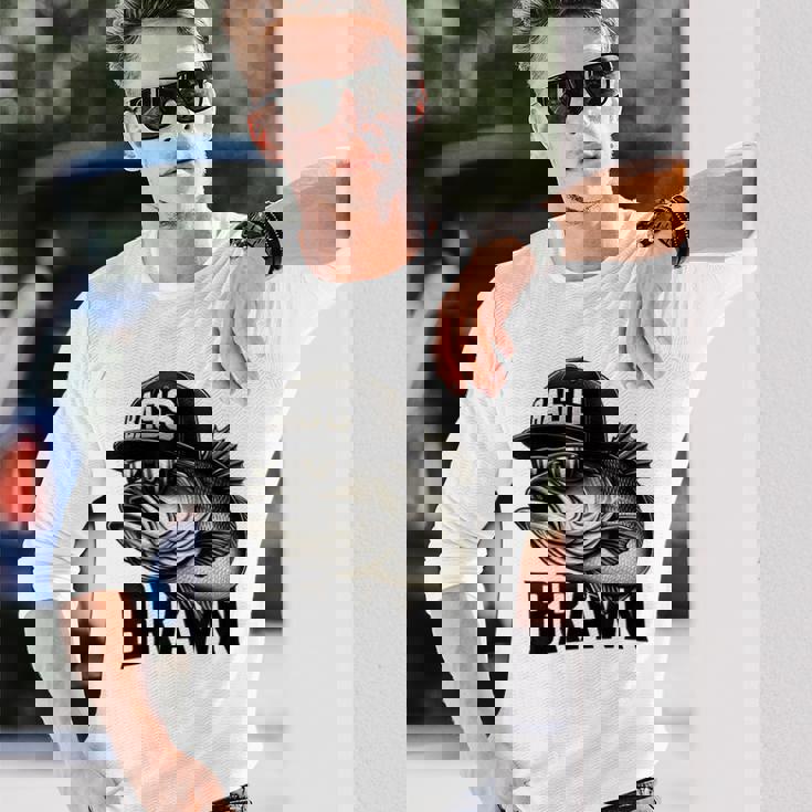 バス釣り クールなグラフィックデザイン 男性 漁師 長袖Tシャツ 彼への贈り物