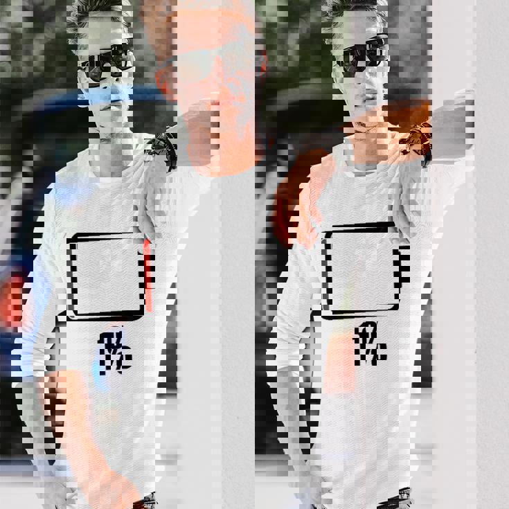 バッテリー1 1残り バッテリー切れtシャツバッテリー低 長袖Tシャツ 彼への贈り物