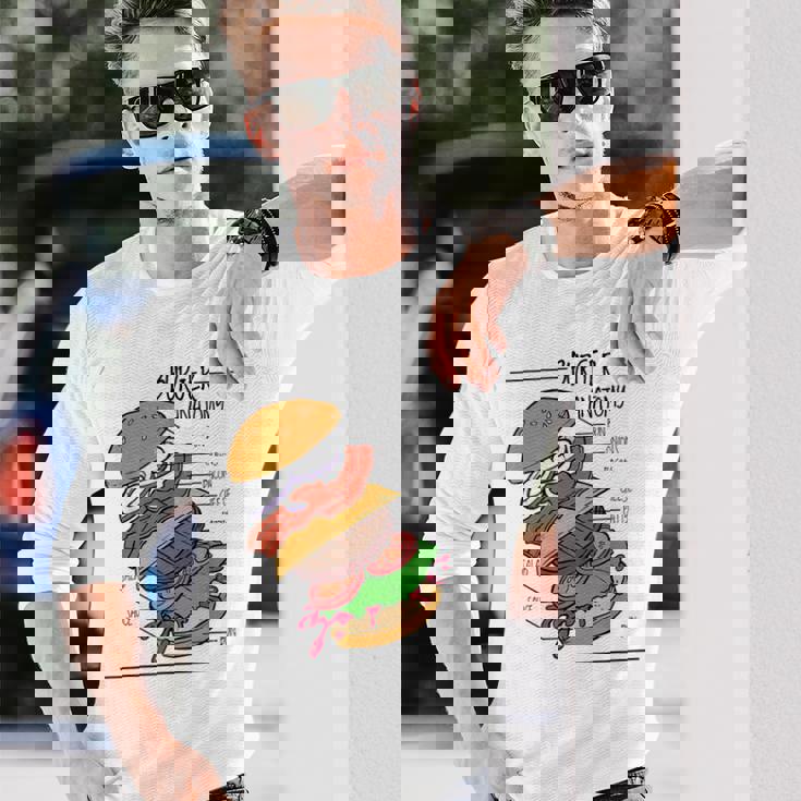 バーガー 解剖 成分 チーズバーガー ハンバーガー パテ 長袖Tシャツ 彼への贈り物