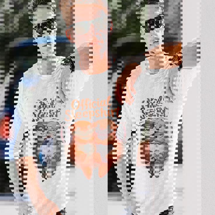 パジャマ バレンタイン カワウソ ラブ 長袖Tシャツ 彼への贈り物