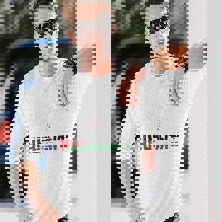 パレスチナと共に立つことは、人類のないガザに立ち向かうこと。 長袖Tシャツ 彼への贈り物