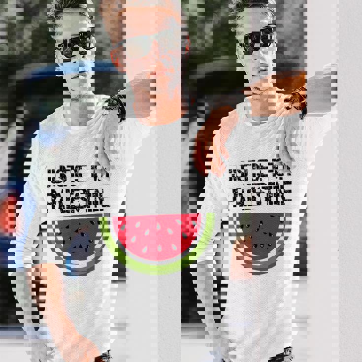 パレスチナの正義 スイカ 国旗 パレスチナ人 長袖Tシャツ 彼への贈り物