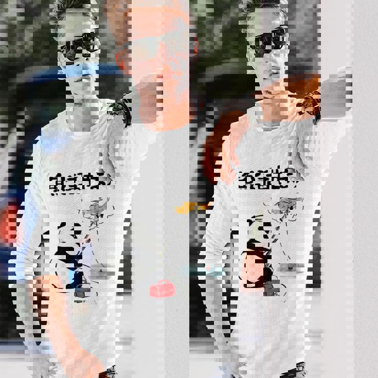 パンダ 釣りバカ 面白いtシャツ 名言 釣り人 文字入り メンズ おもしろ 面白い 服 オリジナル 海釣り 川釣り 文字 長袖Tシャツ 彼への贈り物