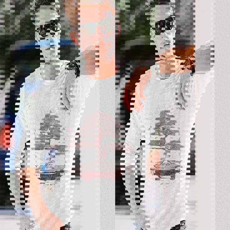 ヒップホップ アーバン ヴィンテージ エッジの効いた Y2k バックプリント ストリートウェア 盆栽 長袖Tシャツ 彼への贈り物