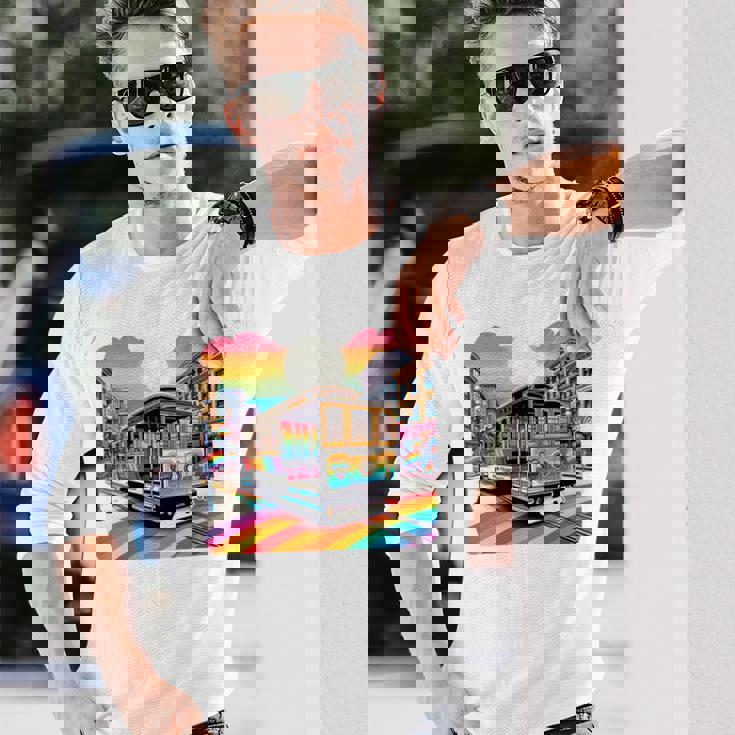 ビンテージ サンフランシスコ ケーブルカーf カストロ カリフォルニア Lgbtq 長袖tシャツ 長袖Tシャツ 彼への贈り物